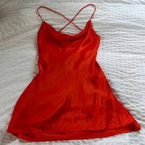 Zara Red/Orange Satin Slip Dress